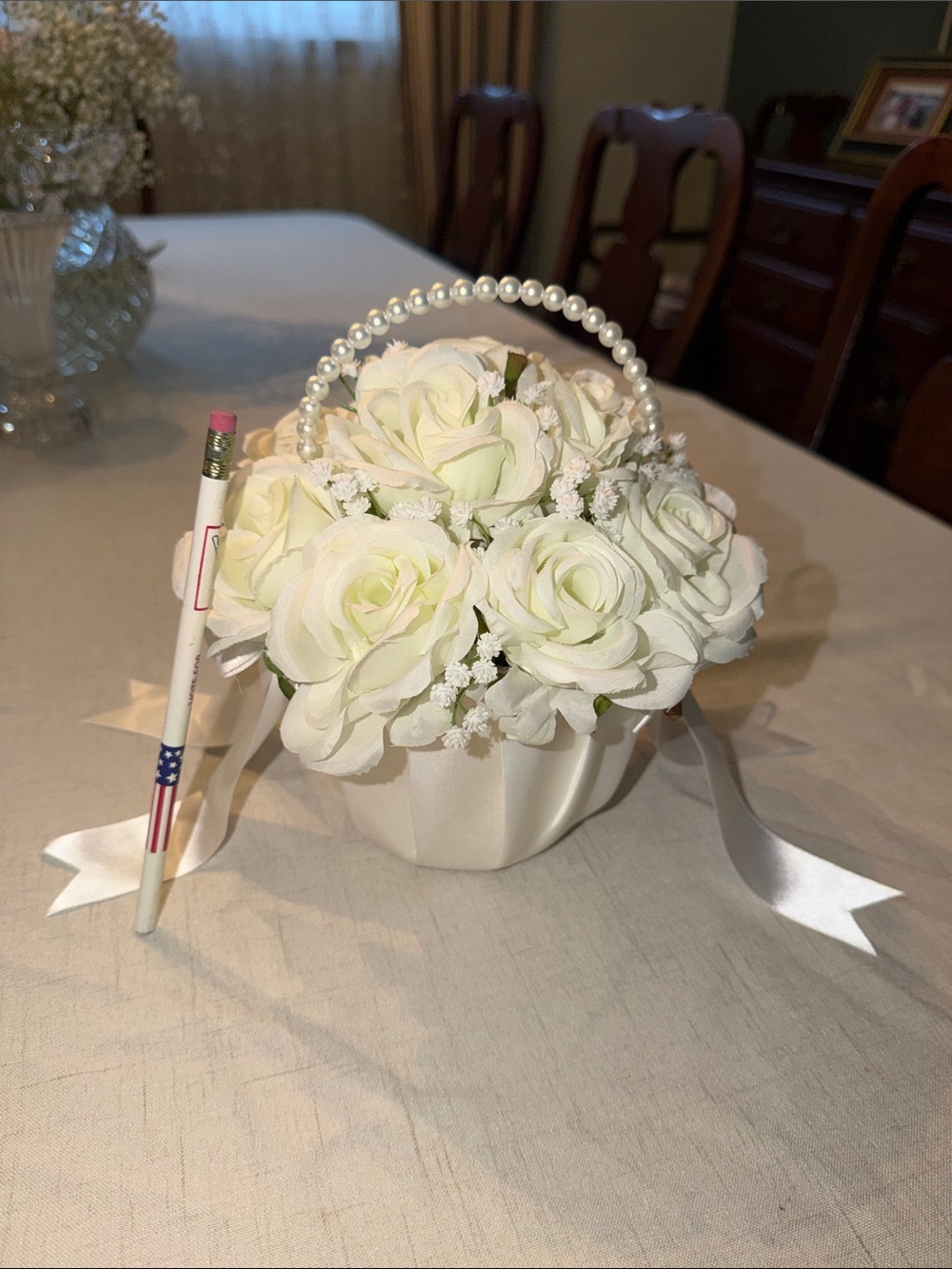 Flower Girl Bouquet, Communion Bouquet, Wedding Centerpiece. Artificial flowers.